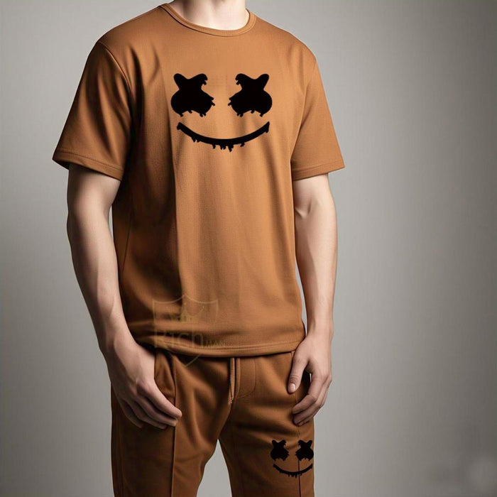 2 Pcs Men's Micro Printed Track Suit